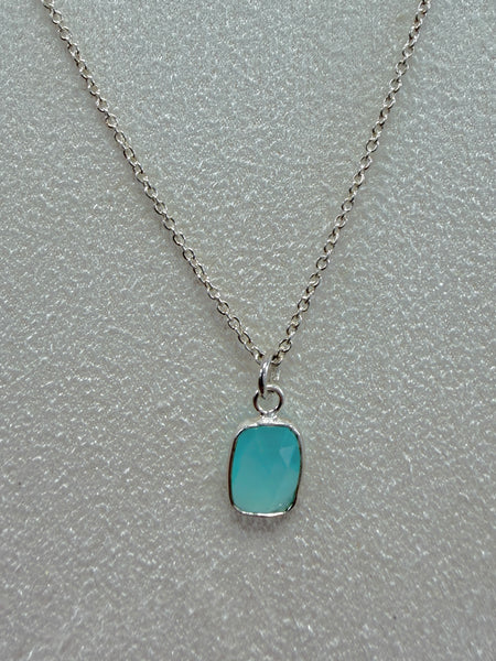 Blue Topaz Pendant on 925 Sterling Silver Chain Necklace