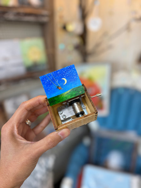 "Luna's Child" Original Art on Hand Crank Wooden Music Box