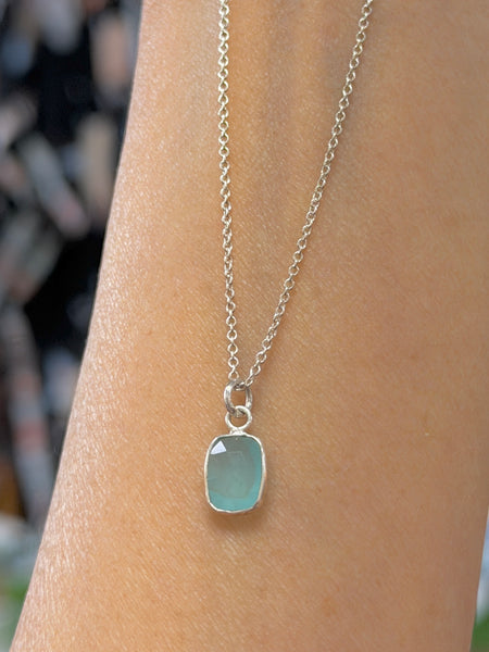 Blue Topaz Pendant on 925 Sterling Silver Chain Necklace