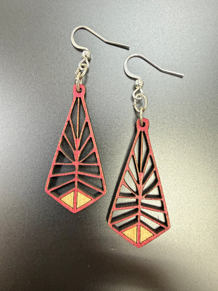 Tri Geo Wooden Earrings