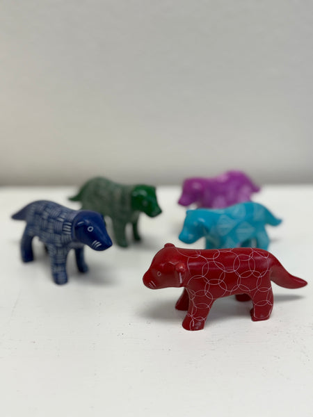 Handmade Soapstone Dogs /Hand Carved Miniature Figurines/Sculptures