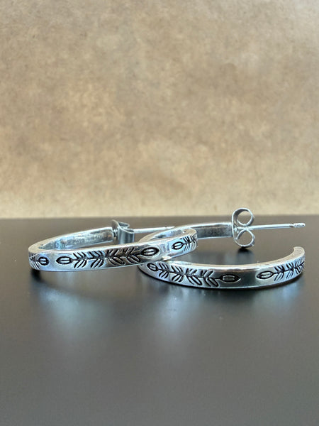 Floral Stamped Hoop Earrings