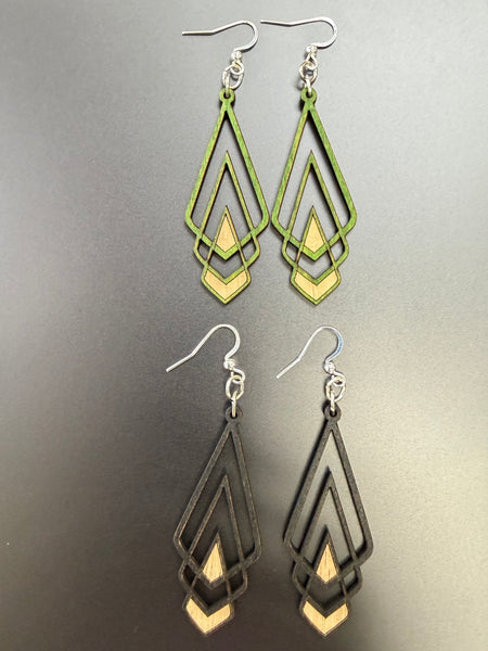 Chevron Deco Wooden Earrings: Made in CA