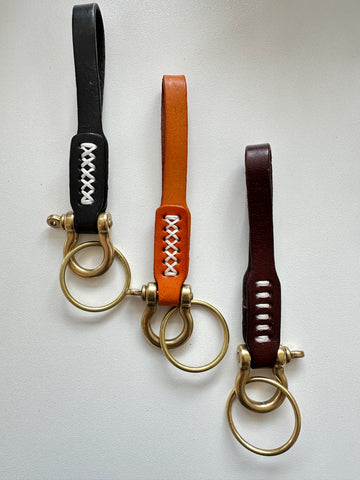 Handmade Ring Loop Genuine Leather Keychain