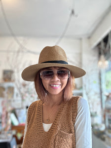 Packable Fedora With Black Ribbon Accents Sun Hat: Camila Hat