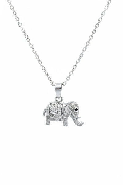 Small Elephant Charm W/CZ Stone Necklace