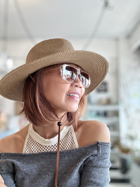 Packable Natural Fedora With Leather Tie Accents Sun Hat: Brooke Hat