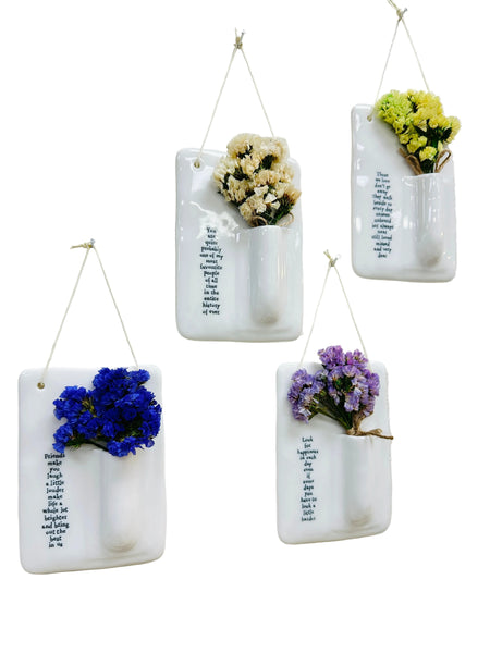 Sentimental Porcelain Wall Vase with Dried Flowers in Gift Box