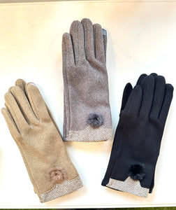 Beautiful Texting Gloves with Pompom Accents: Foxy Gloves