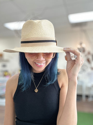 Holborn Panama Hat with Stripe Band