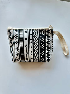 Handmade Small Canvas Pouch/ Coin Purse with Wrist Strap