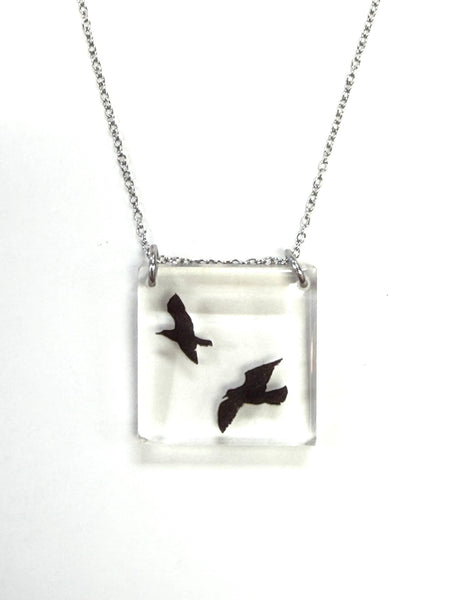 Square Birds Pendant Necklace