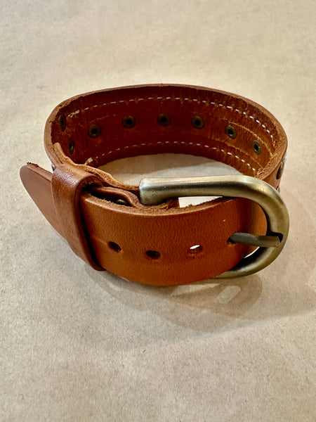 Handmade Wide Cuff Belt Adjustable Leather with Stud Accents Bracelet