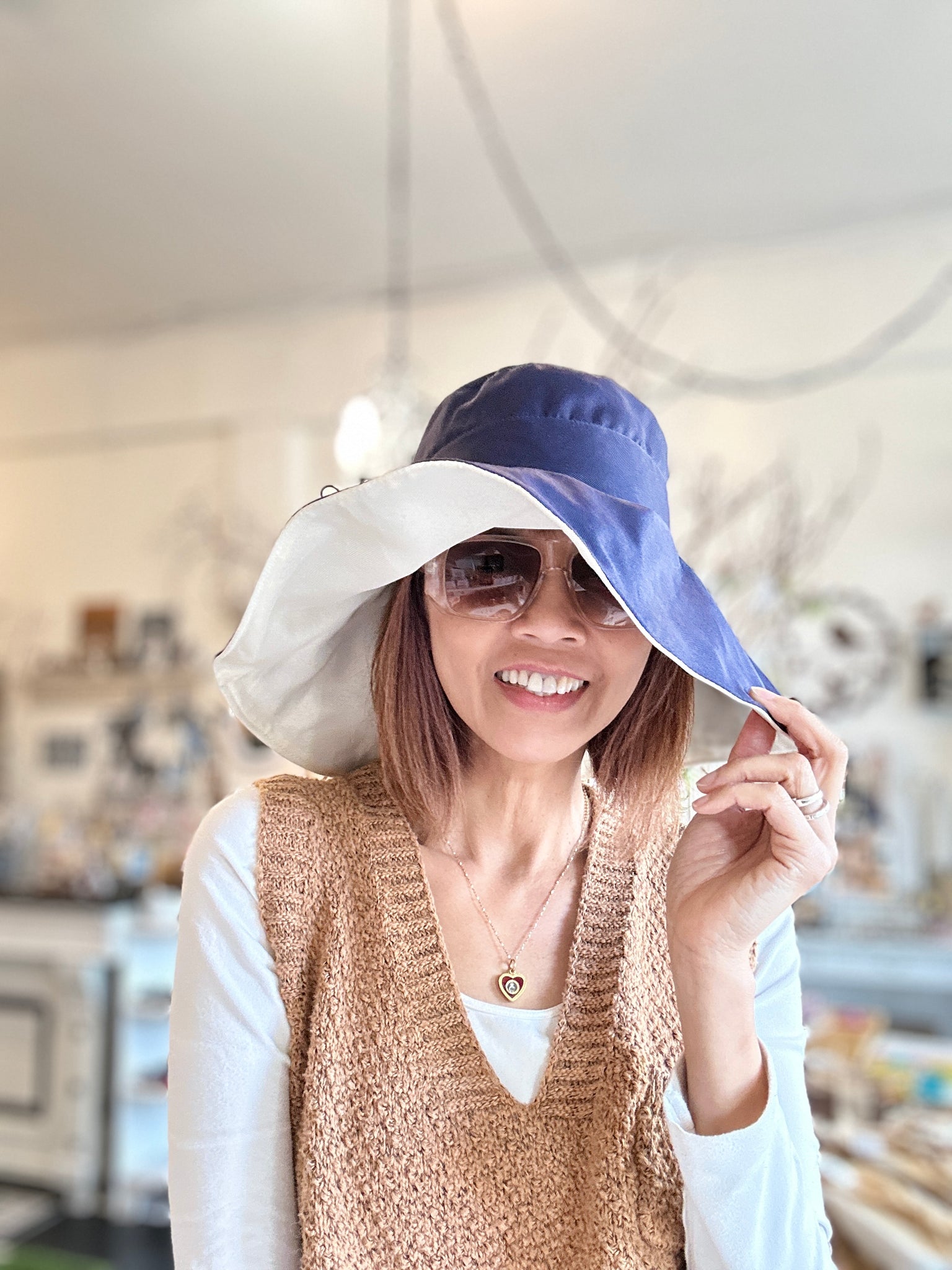 Reversible Sun Hat Extra Large Brim: Marnie Hat