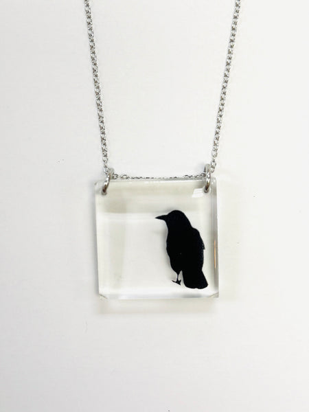 Square Crow Pendant Necklace