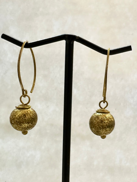 Silk Thread Gold Ball Drop Earrings