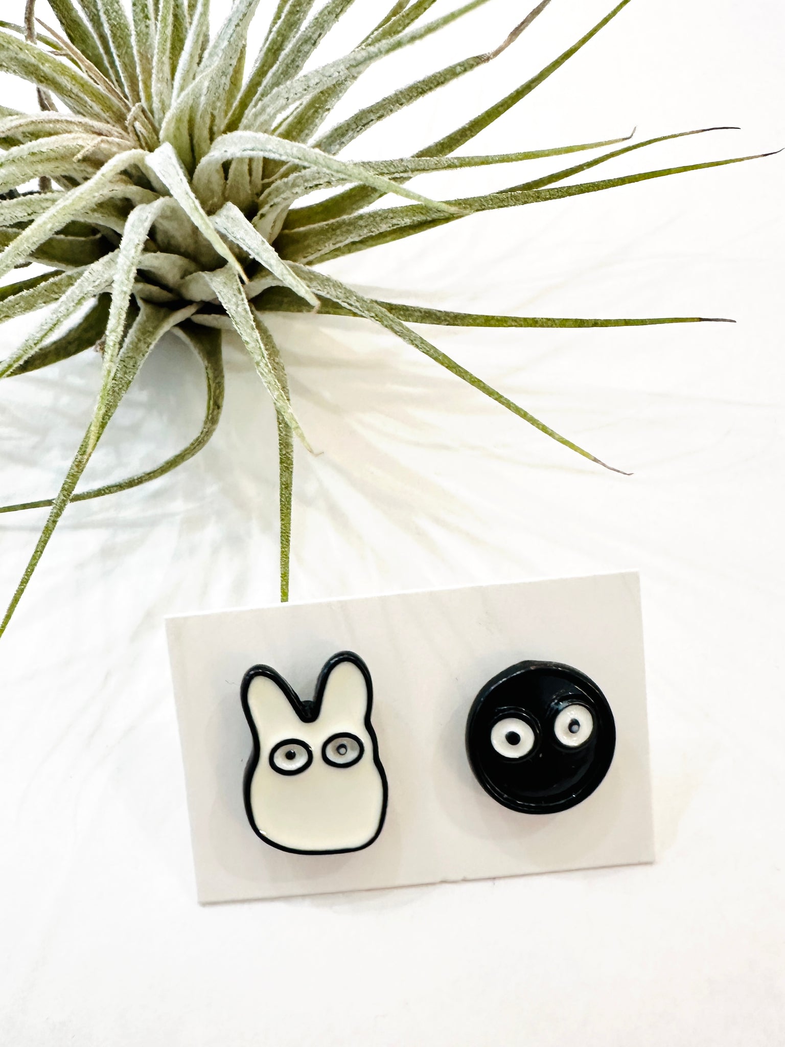 Cute Mismatched Dust Bunny and Soot Stud Earrings