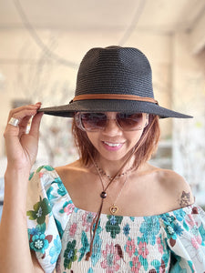 Packable Natural Fedora With Leather Tie Accents Sun Hat: Brooke Hat