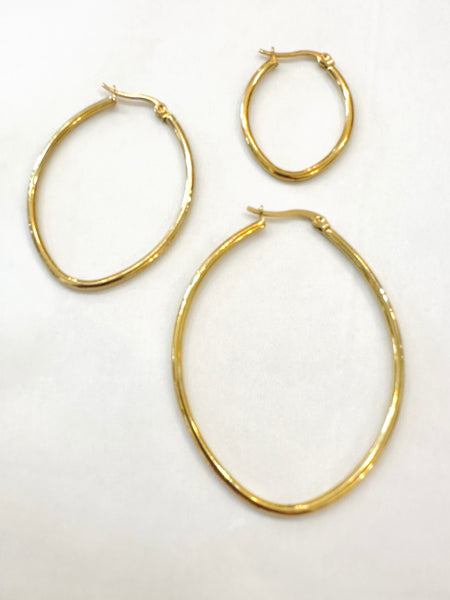 Oval Gold Hoop Earrings