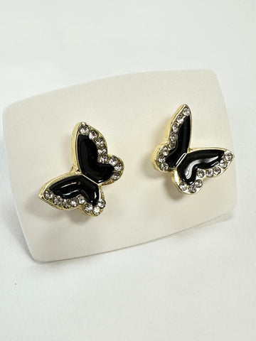 Enamel Butterfly with Crystal Accents Earrings