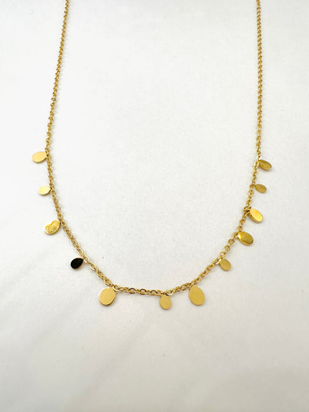 Dangling Dainty Solid Teardrop Charm Gold Necklace: Riposa Necklace