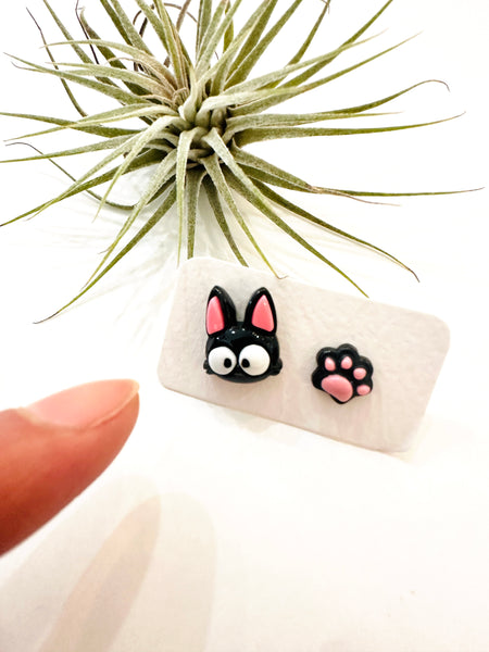 Cute Mismatched Jiji Cat Stud Earrings