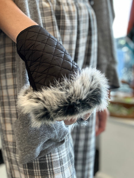 Quilted Hand Warmer With Faux Fur Trim