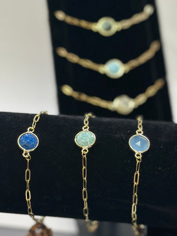 Handmade Semi Precious Stone Charm Gold Bracelet