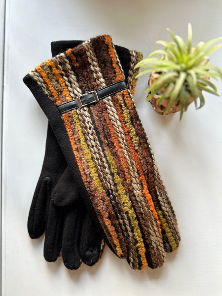 Colorful Texting Gloves With Belt Accents