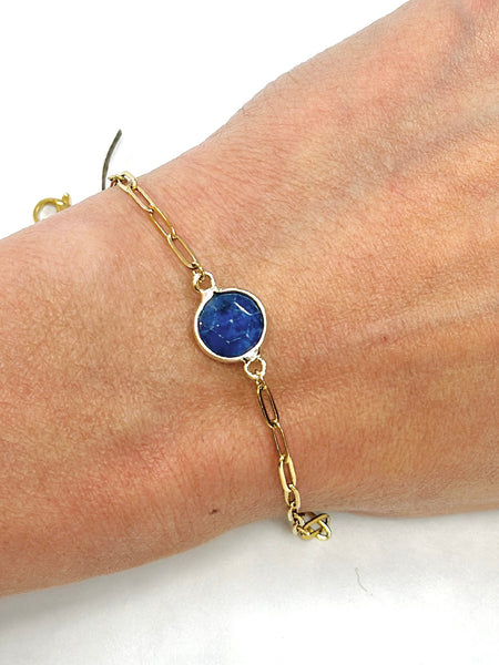 Handmade Semi Precious Stone Charm Gold Bracelet