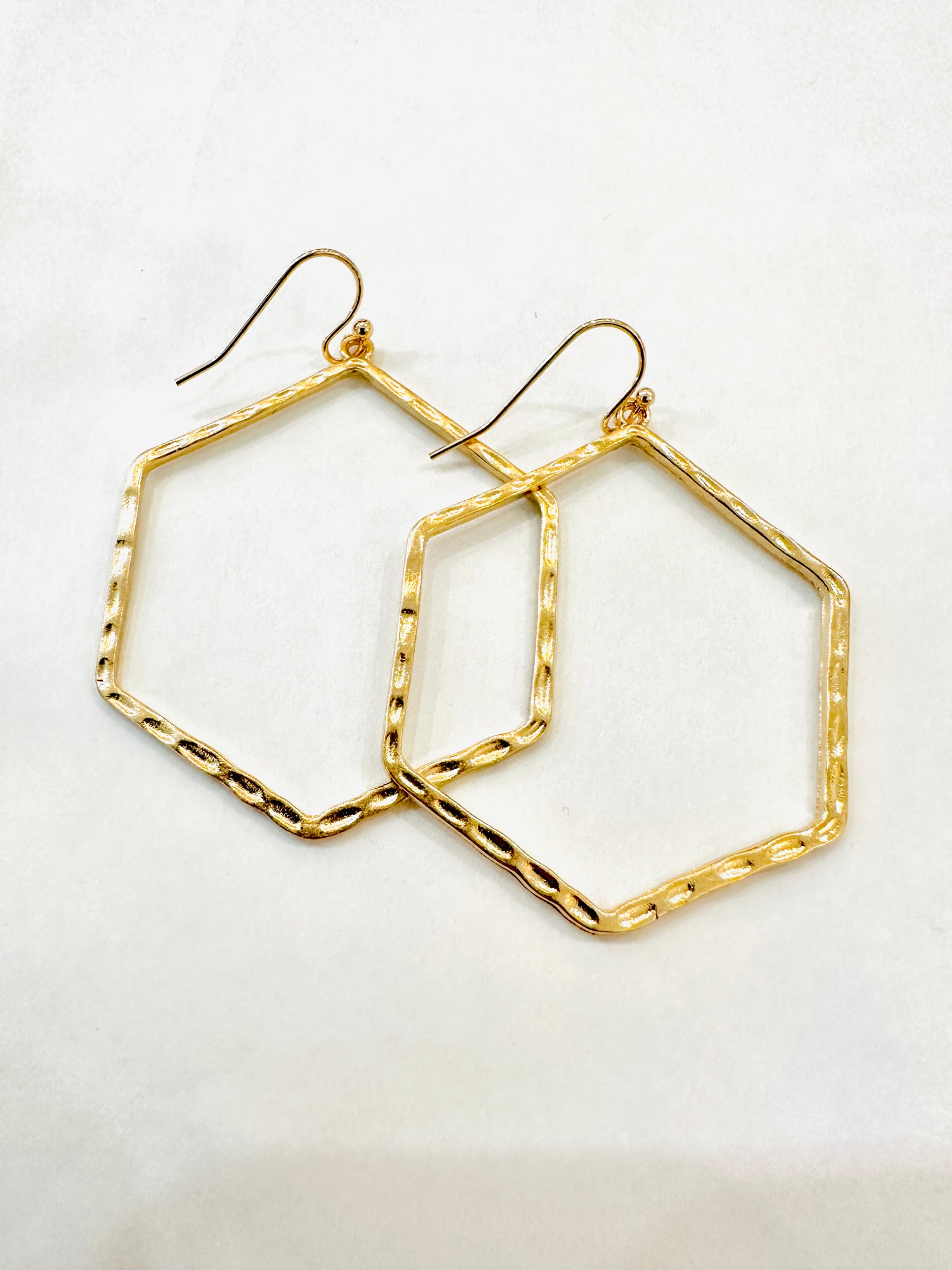 Hexagon Dangle Hoop Earrings