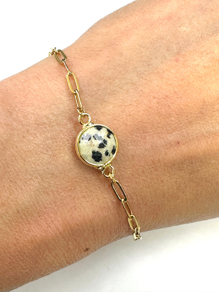 Handmade Semi Precious Stone Charm Gold Bracelet