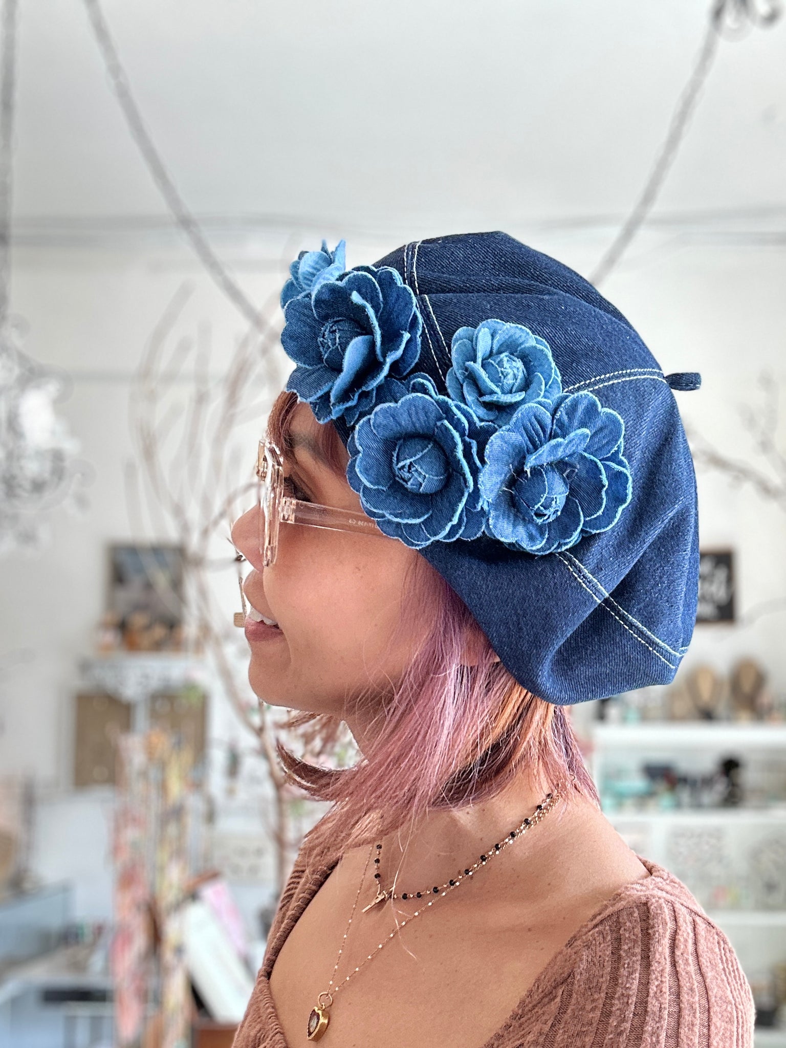 Chapeau d’ O Flower Lace Denim Beret Chapeau d' O Flower Lace Denim Beret - メルカリ