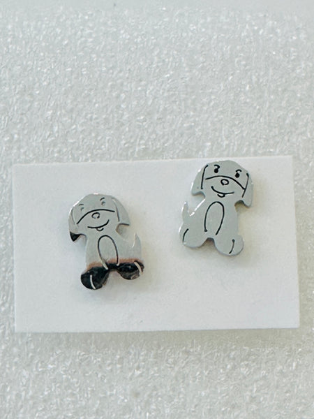 Dog Sitting Stud Earrings