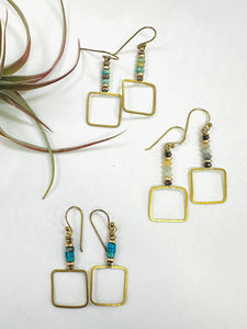Carre Earrings : Semi-Precious Stone Earrings Made in PDX