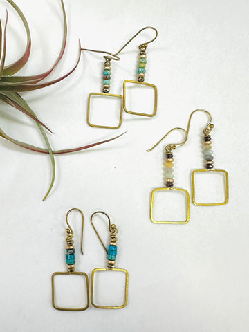 Carre Earrings : Semi-Precious Stone Earrings Made in PDX