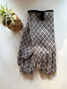 Modern Checkered Printed Knit Texting Gloves