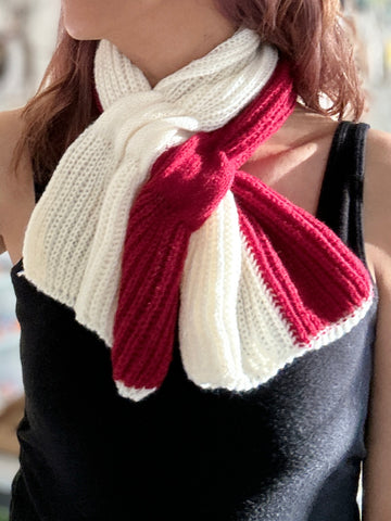 Beautiful Two Tone Soft Knit Pull Through Scarf