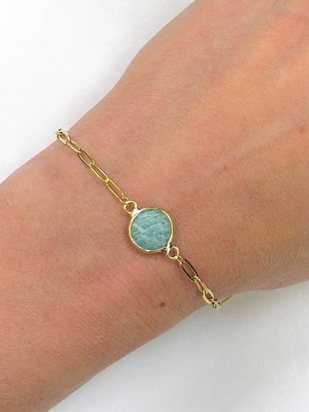 Handmade Semi Precious Stone Charm Gold Bracelet