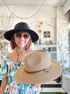 Packable Natural Fedora With Leather Tie Accents Sun Hat: Brooke Hat