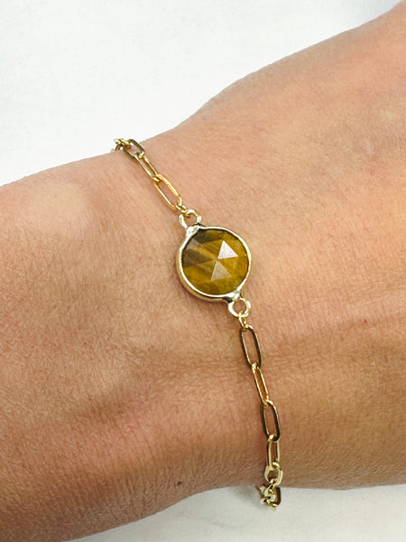 Handmade Semi Precious Stone Charm Gold Bracelet