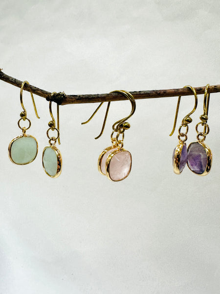 Tike Earrings: Hand-Wired Classic Faceted Semi-Precious Stone Drop Earrings