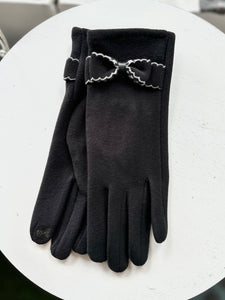 Kate Texting Gloves w/ Crochet Ribbon Accent