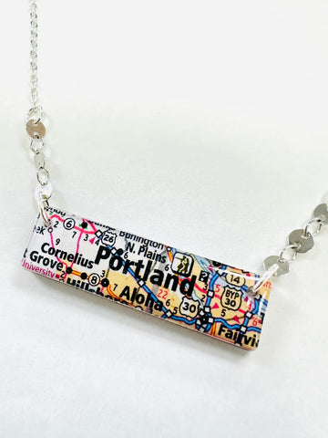 My Hometown Vintage Map Necklace