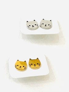 Cute Cat Face Stud Earrings