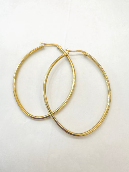 Oval Gold Hoop Earrings