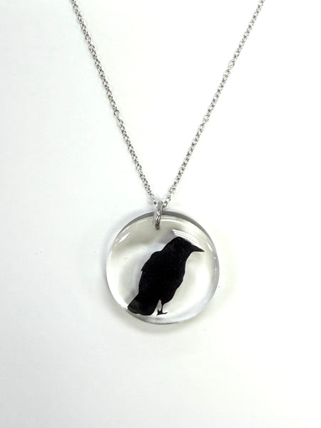 Round Crow Pendant Necklace
