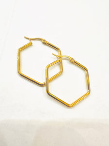 Hexagon Gold Hoop Earrings