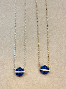 Lapisa Hexagon Lapis Charm Necklace Made in USA