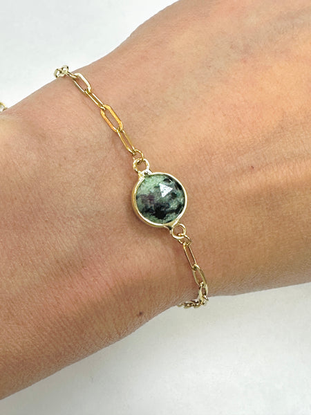 Handmade Semi Precious Stone Charm Gold Bracelet